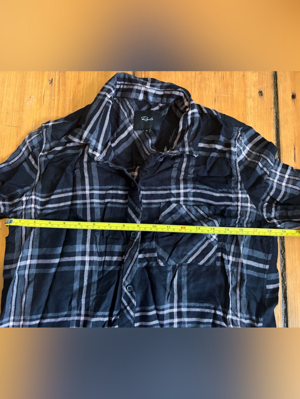 Rails Hunter Plaid Flannel Button Down Onyx Slate Blush, Size Medium (M) Soft - Picture 12 of 16